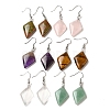 Natural Mixed Gemstone Rhombus Dangle Earrings EJEW-E296-04P-1