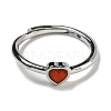 Heart Natural CarnelianAdjustable Rings RJEW-Q818-02P-01-3