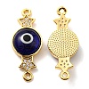 Brass Micro Pave Clear Cubic Zirconia Connector Charms KK-K338-04G-02-2