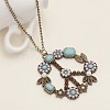 Bohemian Flower Peace Sign Alloy & Glass & Plastic Pearl Pendant Necklaces FS-WG15A32-02-1