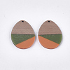 Tri-color Resin & Walnut Wood Pendants RESI-S358-73A-2