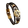 Braided Cowhide Cord Multi-Strand Bracelets PW-WG49322-01-1