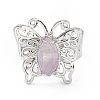 Gemstone Butterfly Adjustable Ring RJEW-H133-02-2