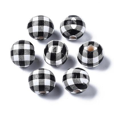 Printed Natural Wooden Beads X-WOOD-R270-10A-1