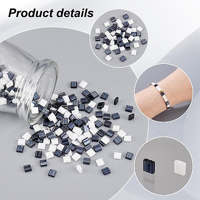 300Pcs 2 Colors 2-Hole Opaque Glass Seed Beads SEED-AR0001-30-1