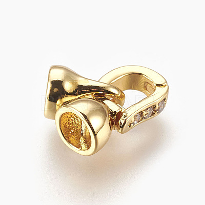 Brass Micro Pave Cubic Zirconia Fold Over Clasps KK-P164-05G-1