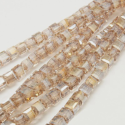 Electroplate Glass Beads Strands EGLA-D018-8x8mm-75-1