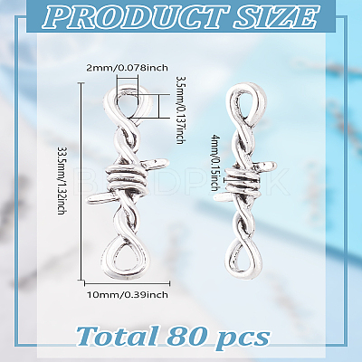 80pcs Tibetan Style Alloy Links/Connector TIBE-LP0001-12-1