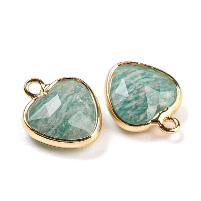 Natural Amazonite Faceted Heart Charms G-Q006-07G-11-1