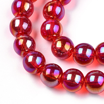 Electroplate Transparent Glass Beads Strands GLAA-T032-T8mm-AB09-1