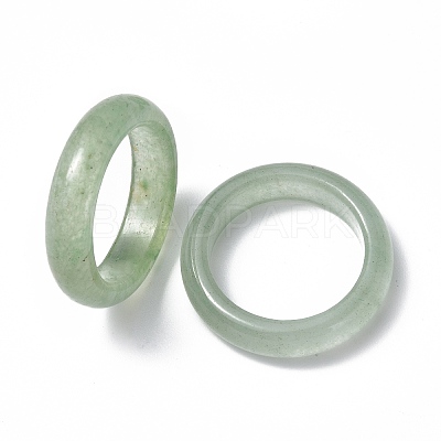 Natural Green Aventurine Plain Band Ring RJEW-P044-01B-06-1