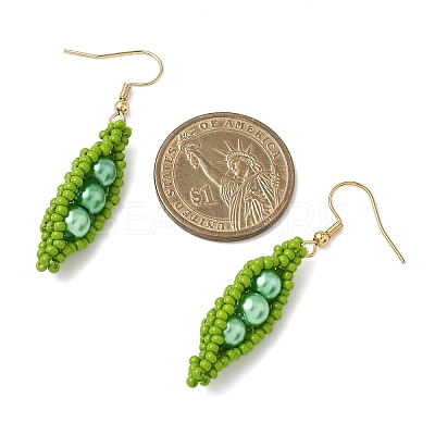304 Stainless Steel Glass Seed Beads Pea Dangle Earrings EJEW-MZ00557-1