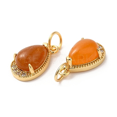 Natural Yellow Jade Teardrop Charms G-A034-01G-02-1