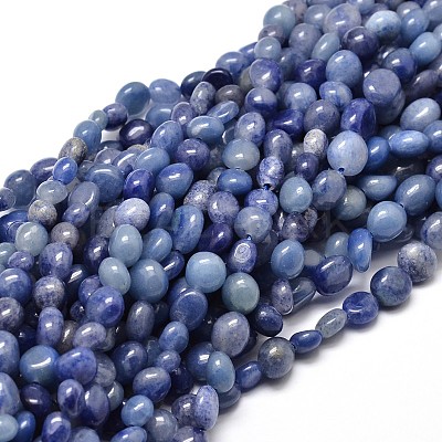 Natural Dyed & Heated Blue Aventurine Nuggets Beads Strands G-J335-34A-1