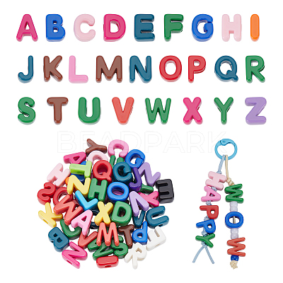 52Pcs 26 Styles Opaque Acrylic European Beads OACR-UN0001-08-1