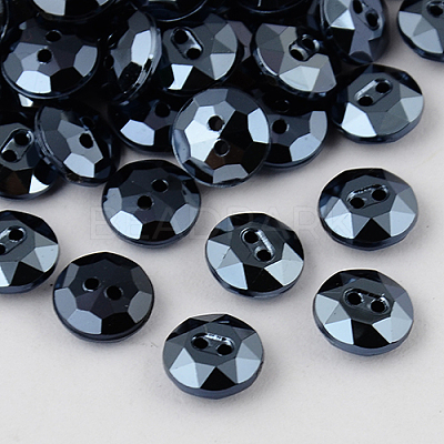 2-Hole Taiwan Acrylic Rhinestone Flat Round Buttons BUTT-F015-11.5mm-18-1