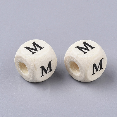 Printed Natural Wood Beads WOOD-T026-001M-1