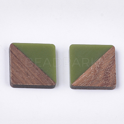 Resin & Walnut Wood Cabochons LS-RESI-S358-A-90C-1