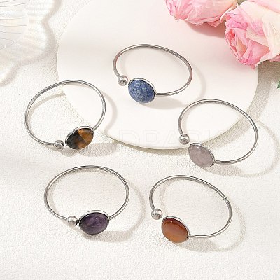 304 Stainless Steel Cuff Bangles for Women BJEW-JB14328-1