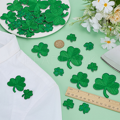 34Pcs 4 Styles Clover Embroidered Cloth Patch PATC-FG0003-43-1