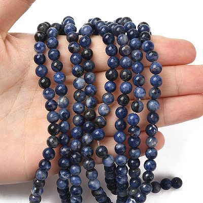 Natural Sodalite Beads Strands G-G515-6mm-07-1