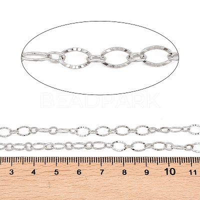 304 Stainless Steel Textured Oval Link Chains CHS-P028-11P-1