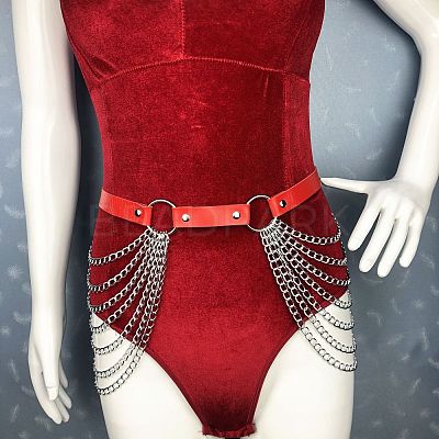Punk Style Alloy Multi-Layer PU Leather Chain Belts for Women FS-WG2C119-01-1