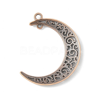 Tibetan Style Alloy Hollow Moon  2-Loop Link Pendants TIBEP-5312-R-FF-1