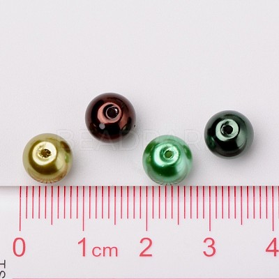 Choc-Mint Mix Pearlized Glass Pearl Beads HY-X006-8mm-04-1