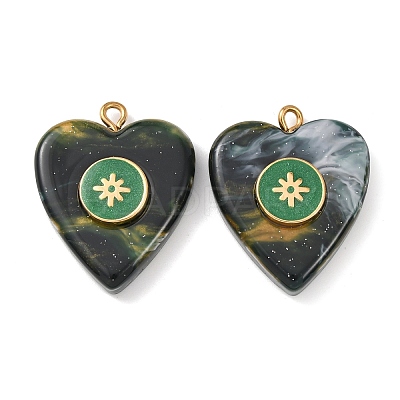 304 Stainless Steel Resin Pendants STAS-F352-07A-02-1
