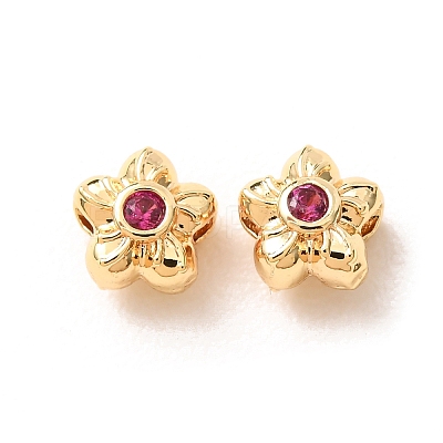 Brass Pave Cubic Zirconia Spacer Beads KK-F942-26G-1
