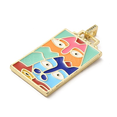 Brass Micro Pave Cubic Zirconia Pendant with Enamel KK-H458-02G-A03-1