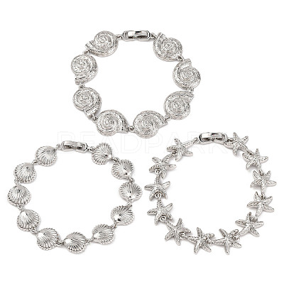 Brass Link Bracelets for Women BJEW-H209-01P-1
