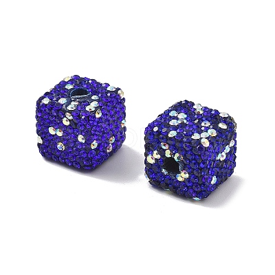 Cube Shape Polymer Clay Rhinestone Beads CLAY-NH0001-08-1
