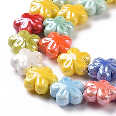 Glazed Porcelain Beads Strands PORC-M539-02-1