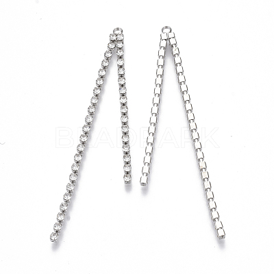 Brass Rhinestone Cup Chains Tassel Big Pendants KK-R129-08P-1