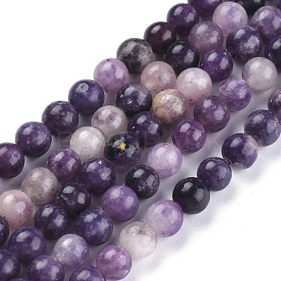 Natural Lepidolite/Purple Mica Stone Beads Strands G-K415-6mm-1