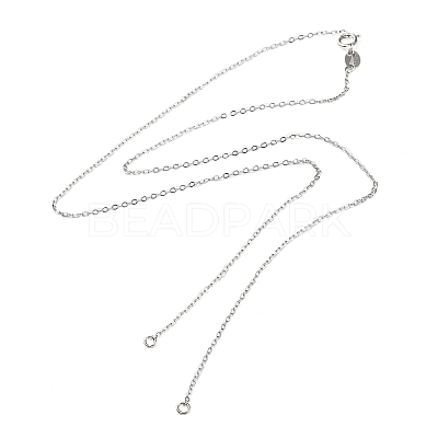 Rhodium Plated 925 Sterling Silver Cable Chains Necklace Makings STER-B001-03P-B-1