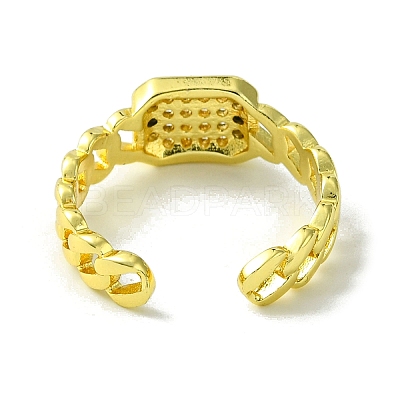 Brass Micro Pave Cubic Zirconia Open Cuff Rings RJEW-K256-35G-1