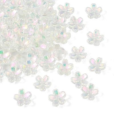 50Pcs Transparent Electroplate Glass Bead Caps EGLA-YW0007-17E-1