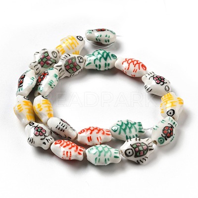 Handmade Printed Porcelain Beads PORC-F005-03-1