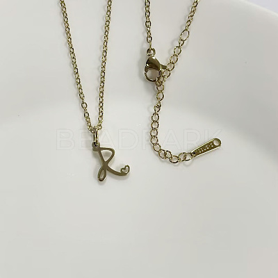 304 Stainless Steel Letter Pendant Necklaces NJEW-WH0027-04R-G-NR-1