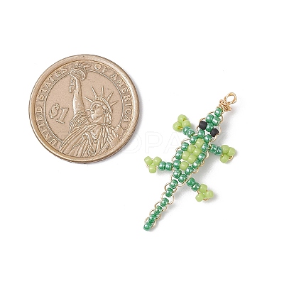 Glass Crocodile Pendants PALLOY-MZ00992-1