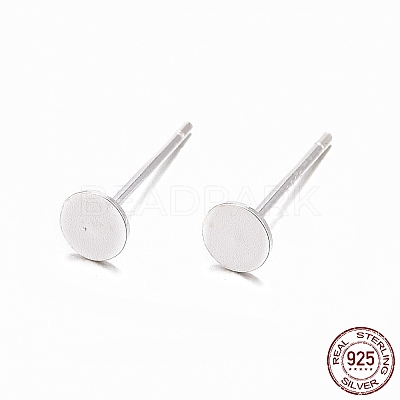 925 Sterling Silver Flat Pad  Stud Earring Findings STER-K167-045C-S-1