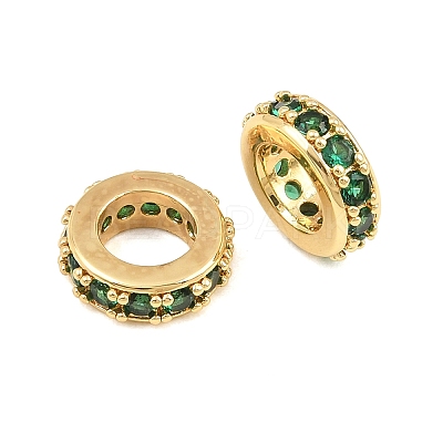 Brass Micro Pave Cubic Zirconia European Beads CU-CBAB99C-04G-02-1