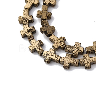 Electroplated Natural Lava Rock Beads Strands G-A256-A01-01A-1