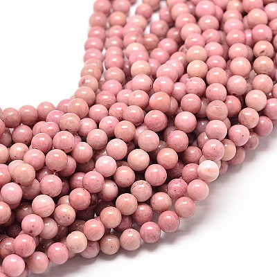 Natural Rhodonite Round Bead Strands G-P072-38-6mm-1