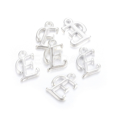 Silver Color Plated Alloy Letter Pendants PALLOY-J718-01S-E-1