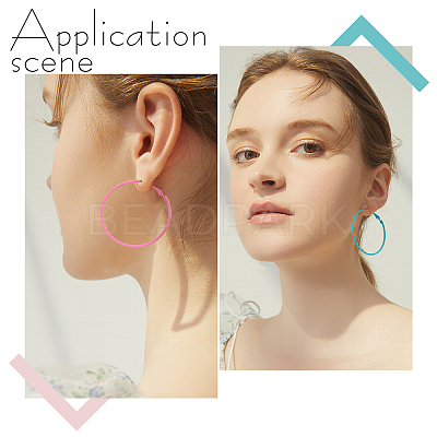 7Pairs 7 Colors 201 Stainless Steel Big Huggie Hoop Earrings EJEW-DC0001-09-1