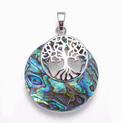 Natural Paua Shell Pendants G-F573-D04-1